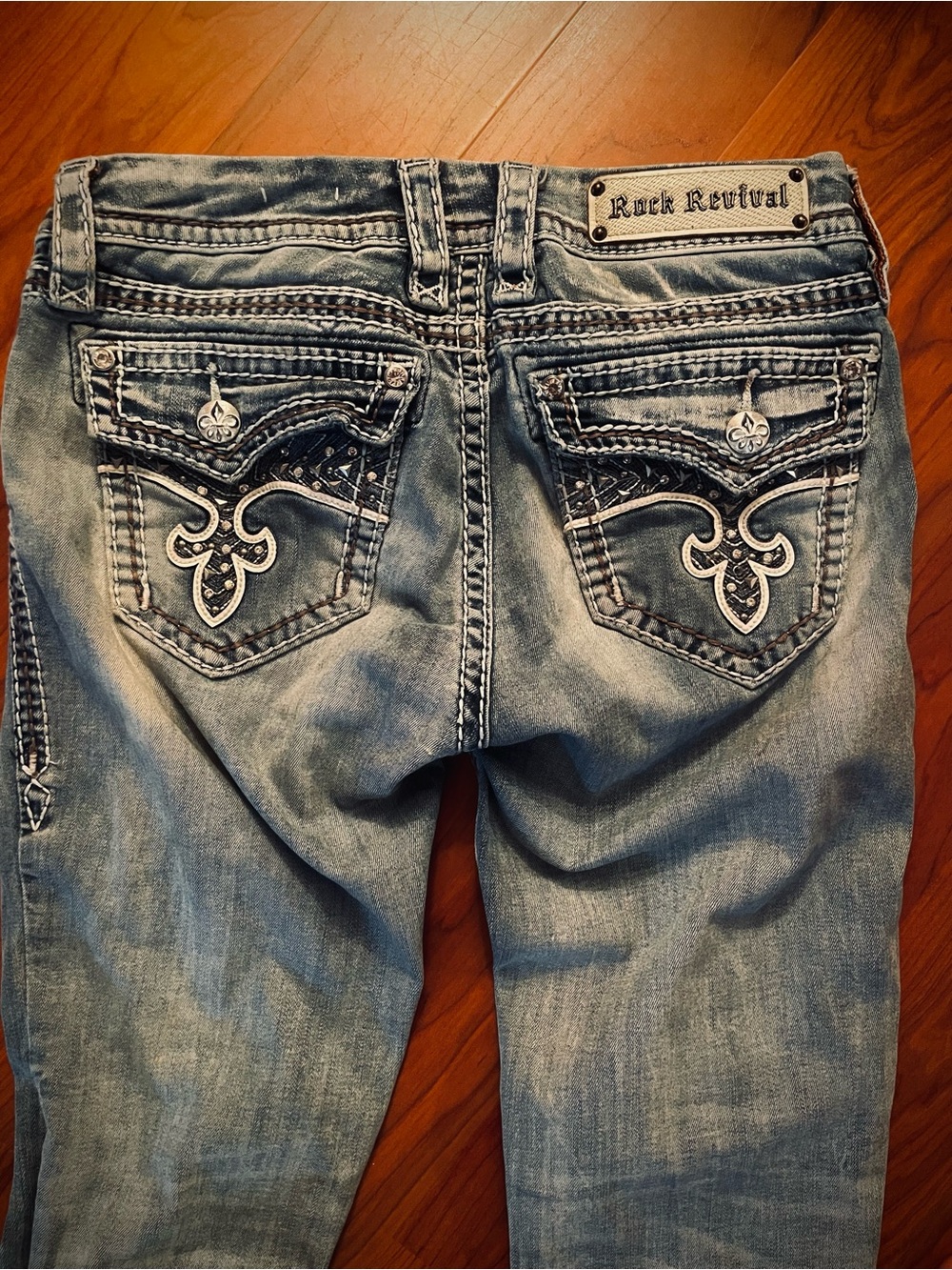 Rock Revival Jeans Wmns 29 32 Doyle Skinny Distressed Stretch Denim Embroidery - Picture 5 of 10